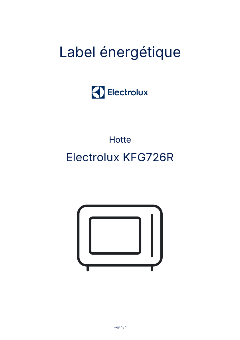 Page n°1 - Label énergétique Electrolux KFG726R