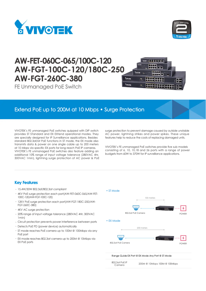 Page n°1 - Fiche technique Vivotek AW-FGT-260F-380