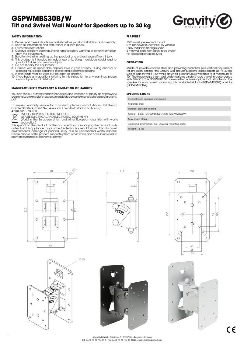 Image de la première page du manuel de l'appareil SP WMBS 30 B
