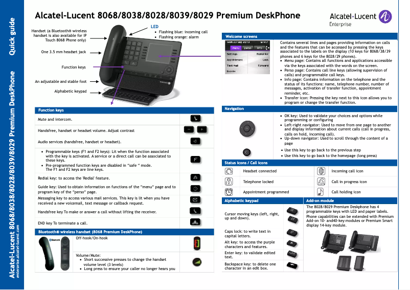 Page 1 de la notice Manuel utilisateur Alcatel-Lucent 8039