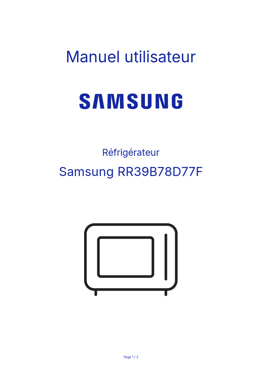 Page n°1 - Manuel utilisateur Samsung RR39B78D77F