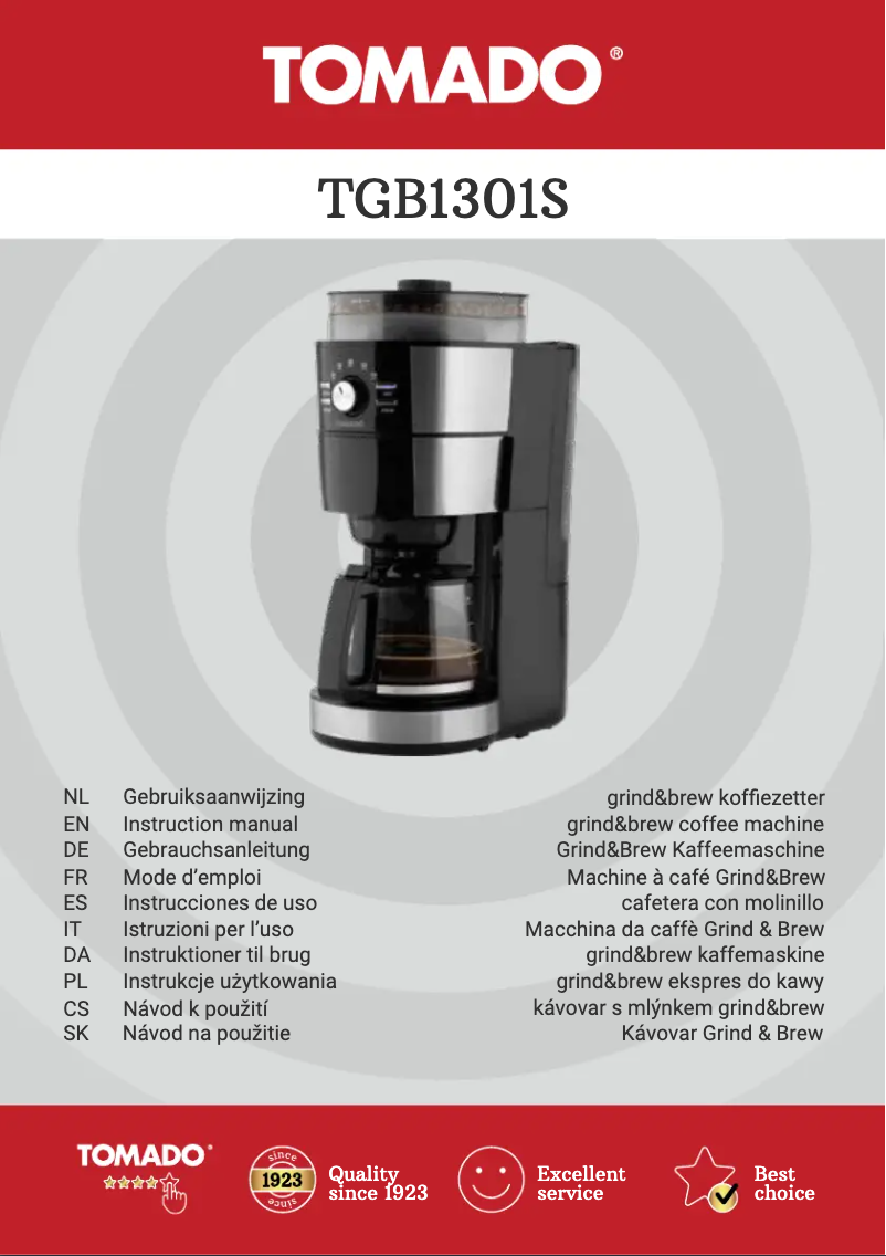 Page 1 de la notice Fiche technique Tomado TGB1301S