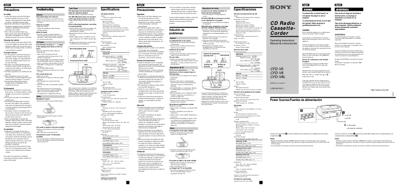 Page 1 de la notice Manuel utilisateur Sony CFD-V6