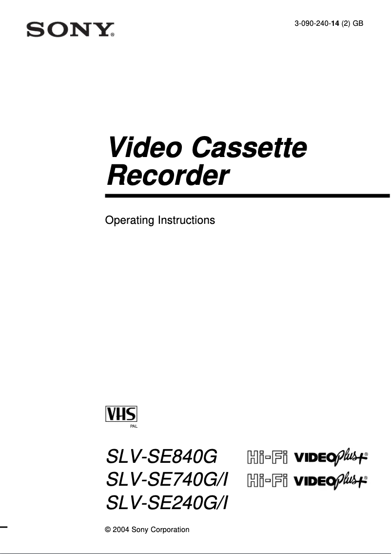 Page 1 de la notice Manuel utilisateur Sony SLV-SE240G