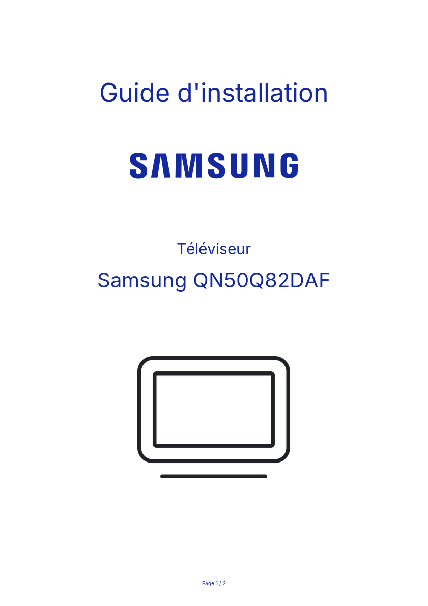 Page n°1 - Guide d'installation Samsung QN50Q82DAF