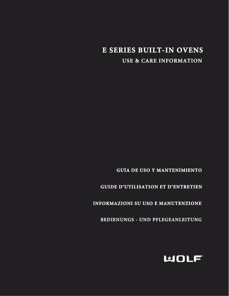 Page n°1 - Manuel utilisateur Wolf ICBCSO30TE