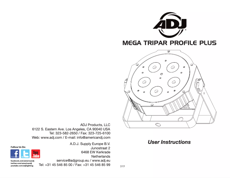 Imagen de la primera página del manual del dispositivo Mega TRIPAR Profile Plus