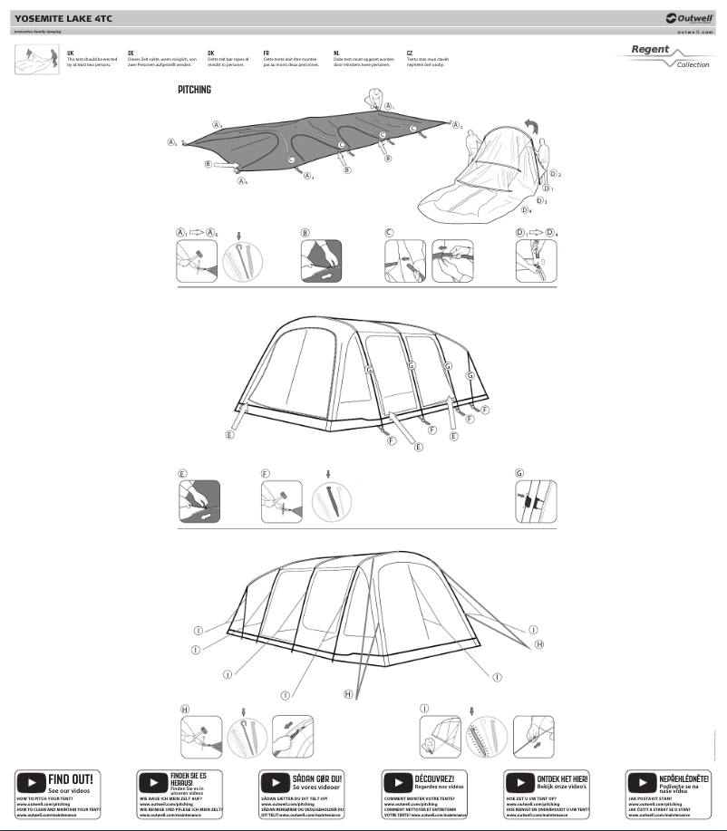Page 1 de la notice Guide d'installation Outwell Yosemite Lake 4TC