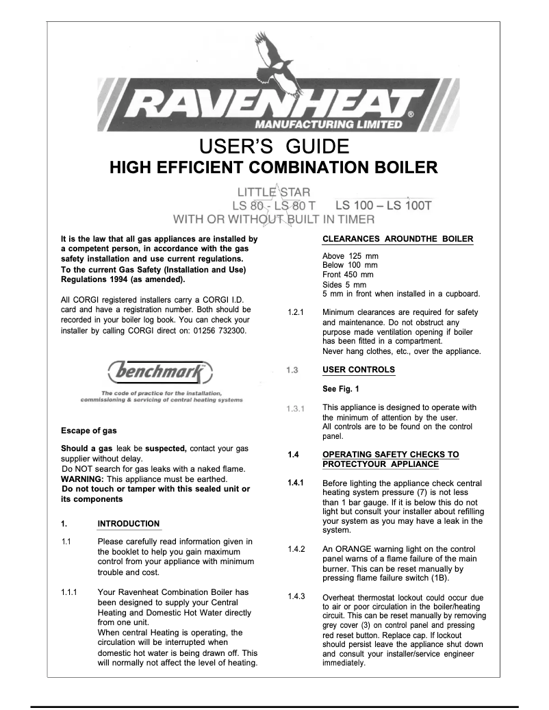 Page n°1 - Manuel utilisateur Ravenheat LS 100 Little Star