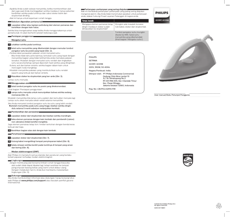 Page 1 de la notice Manuel utilisateur Philips GC097