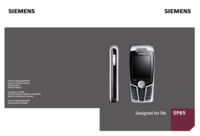 Image de la première page du manuel de l'appareil SP65