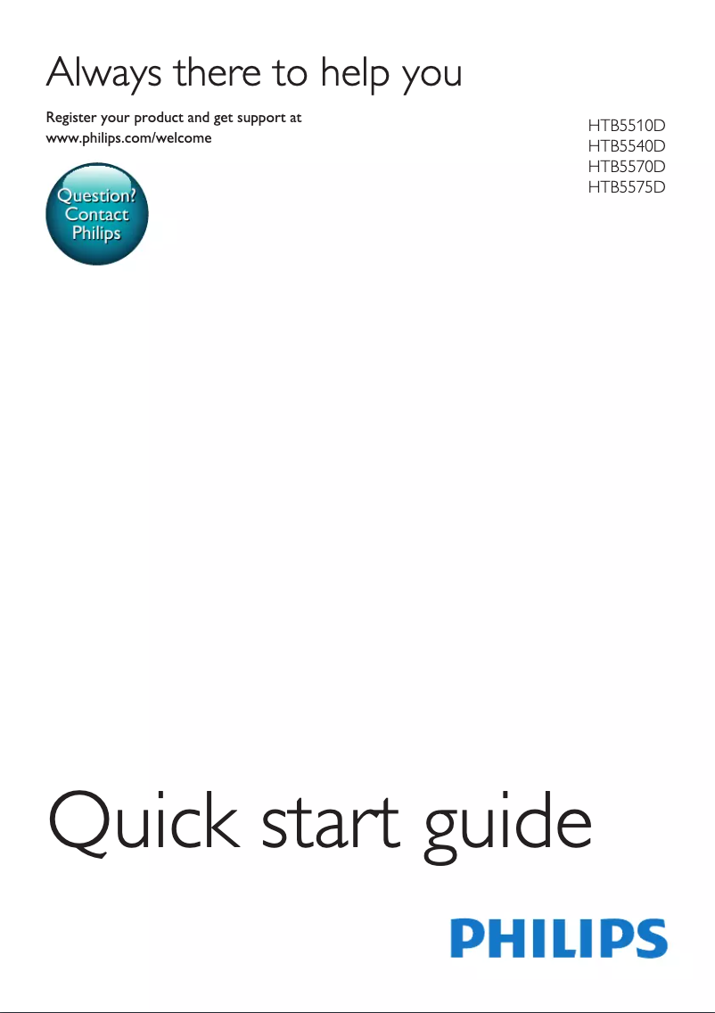 Page 1 de la notice Guide de démarrage rapide Philips HTB5575D