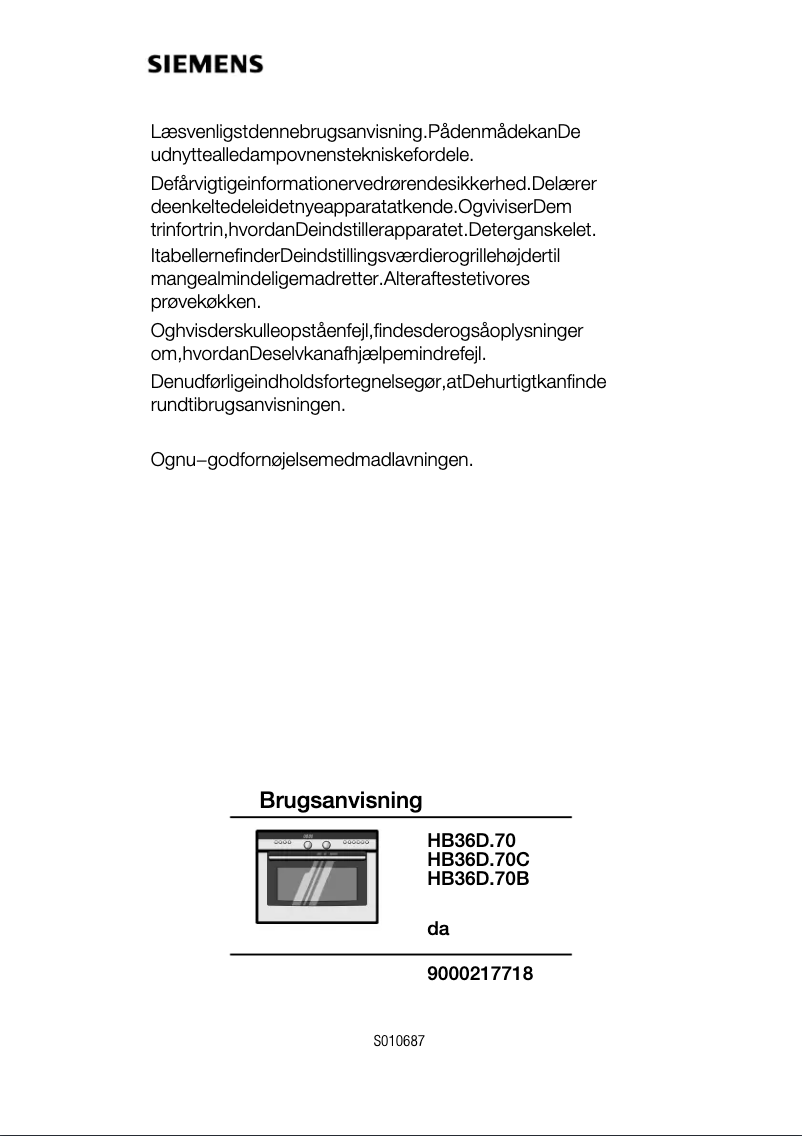 Page n°1 - Manuel utilisateur Siemens HB36D570