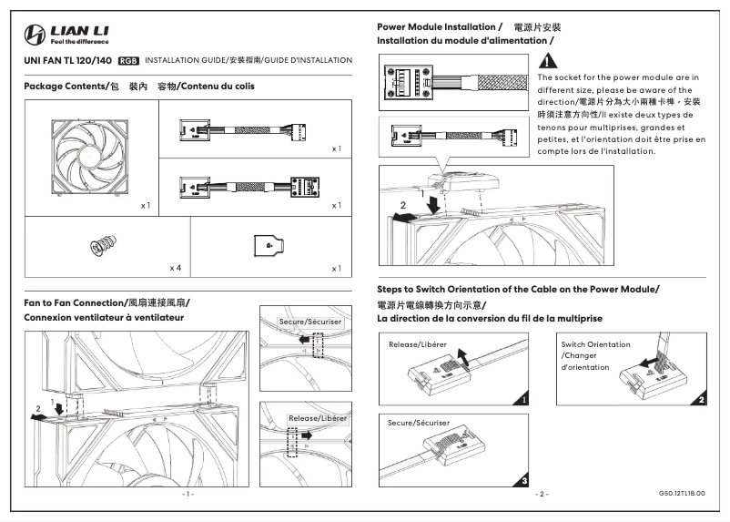 Page n°1 - Manuel utilisateur Lian Li UNI FAN TL 140