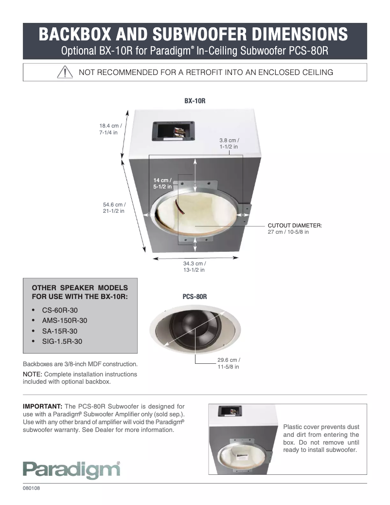 Page n°1 - Dessin technique Paradigm BX-10R