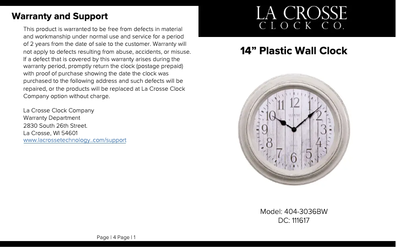 Page 1 de la notice Manuel utilisateur La Crosse Technology 404-3036BW