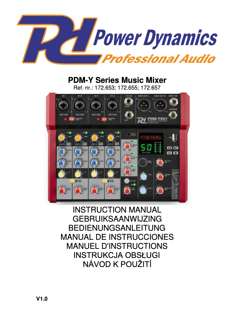 Page n°1 - Manuel utilisateur Power Dynamics PDM-Y801
