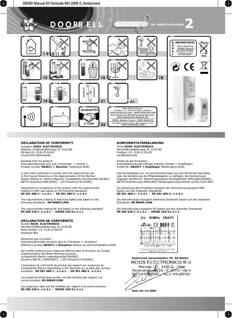 Page n°1 - Manuel utilisateur Elro DB260F