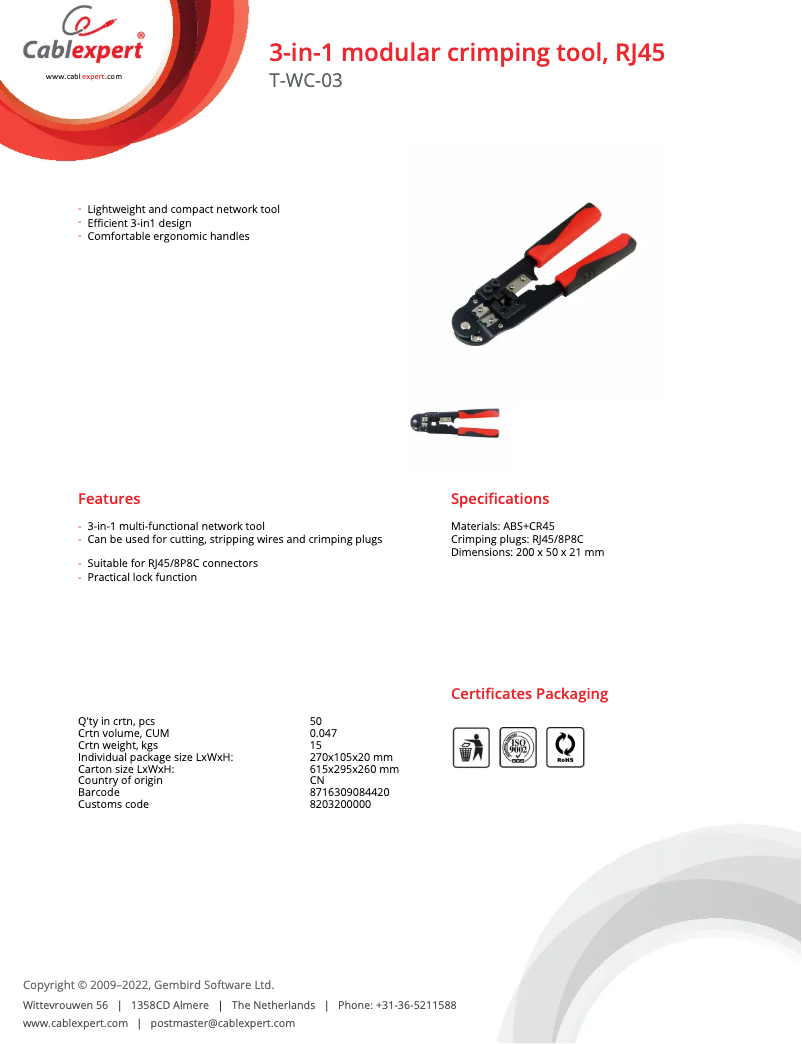 Page n°1 - Manuel utilisateur Gembird T-WC-03