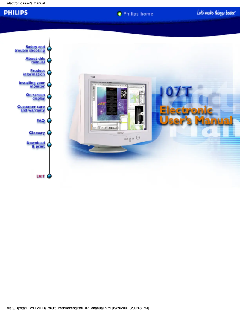 Page n°1 - Manuel utilisateur Philips 107T20