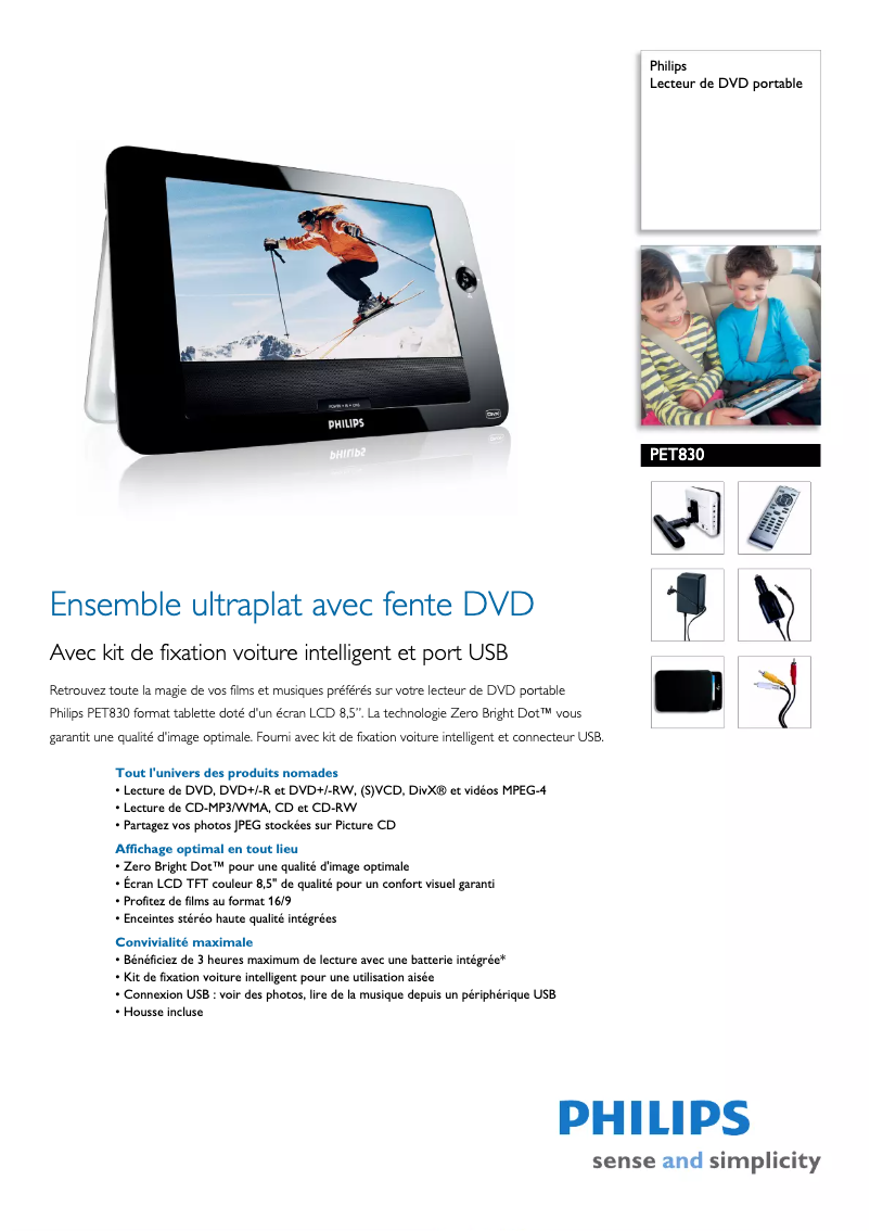 Page n°1 - Fiche technique Philips PET830