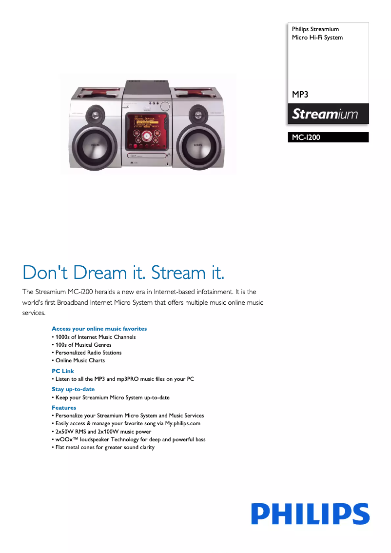 Page n°1 - Brochure Philips Streamium MC-I200