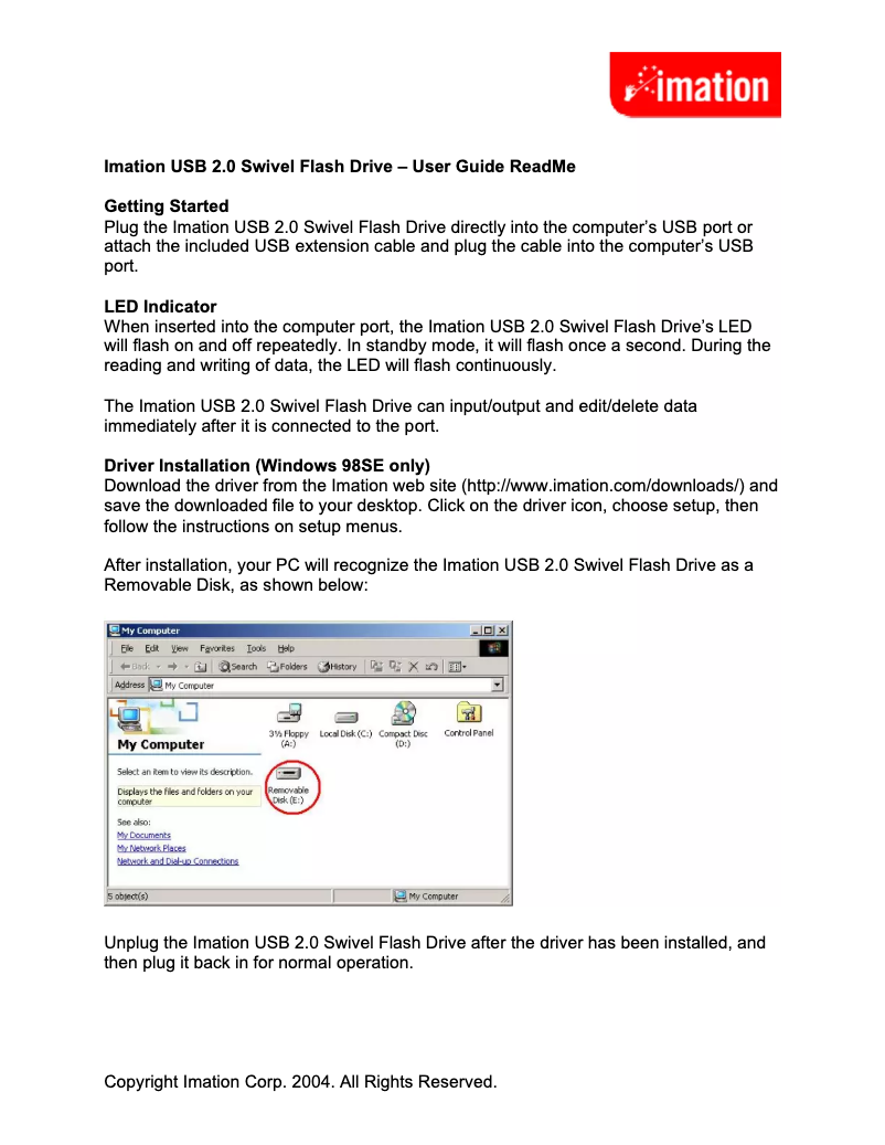 Page 1 de la notice Manuel utilisateur Imation Swivel 17474