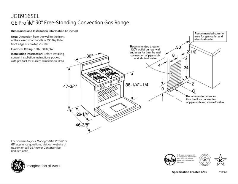 Image de la première page du manuel de l'appareil JGB916SELSS