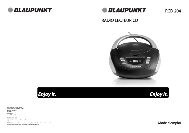 Page 1 de la notice Manuel utilisateur Blaupunkt RCD 204