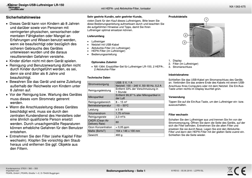 Image de la première page du manuel de l'appareil LR-150