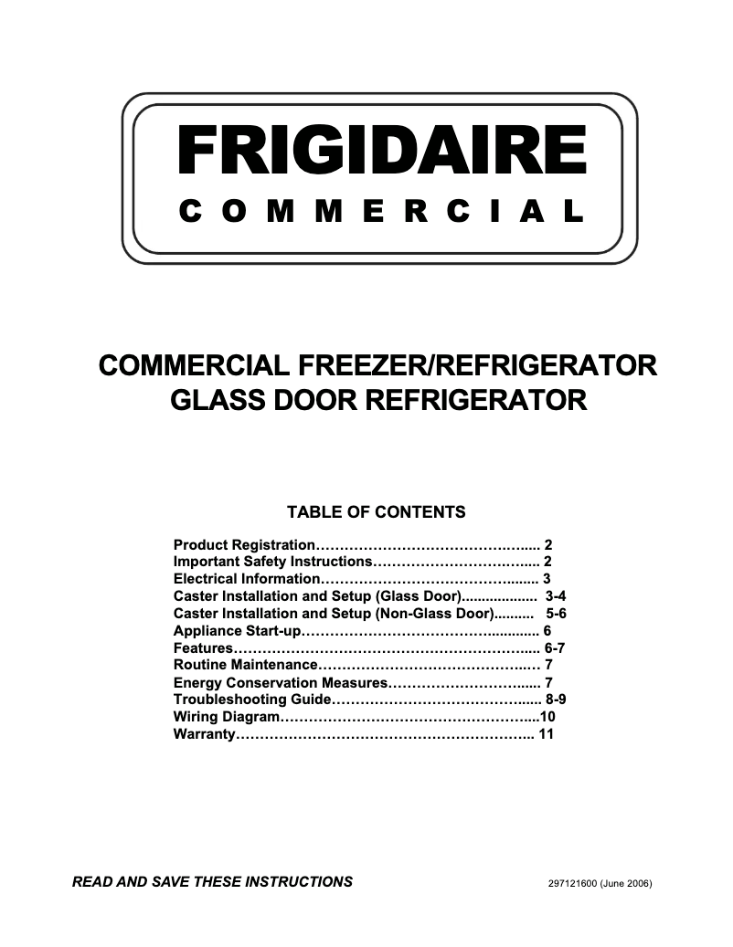 Page n°1 - Manuel utilisateur Frigidaire FCFS201LFW