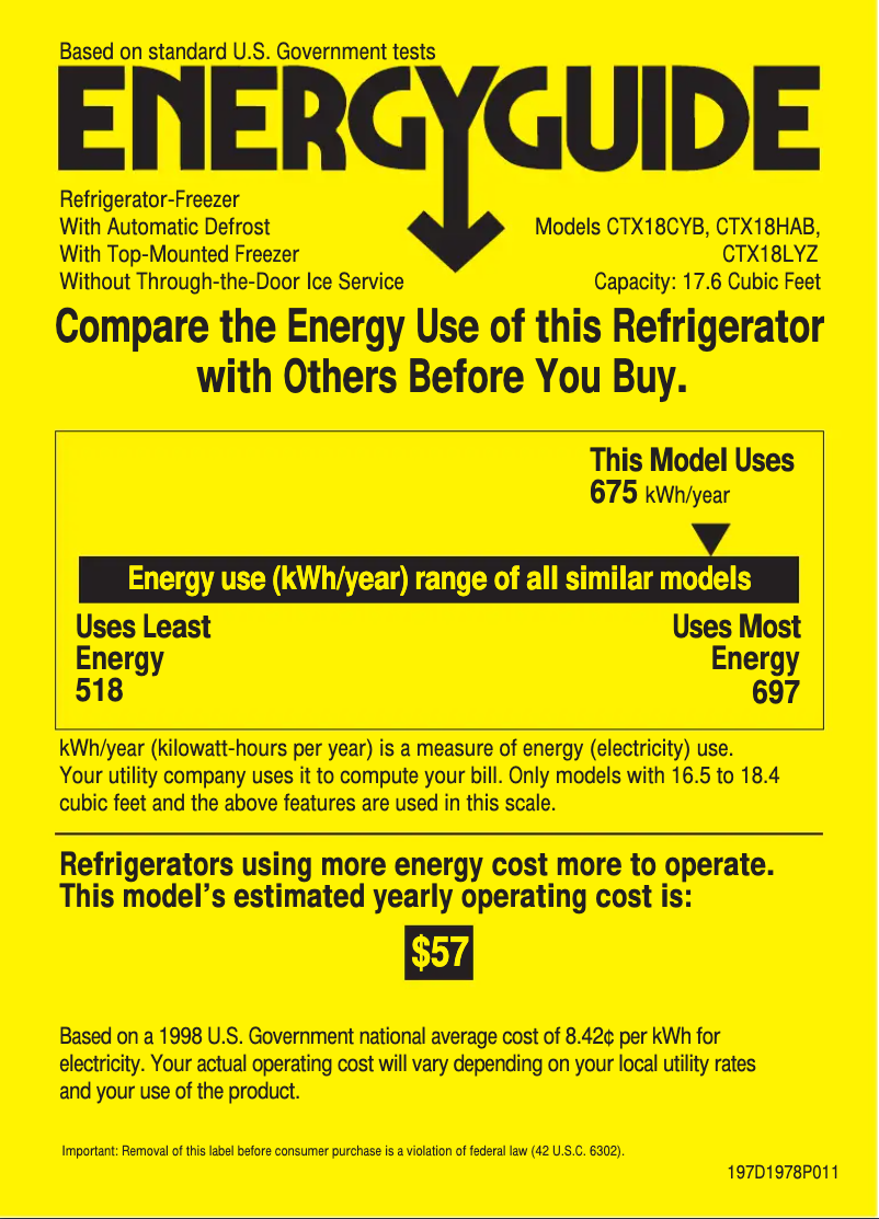 Page n°1 - Label énergétique Hotpoint CTX18CYBRAA