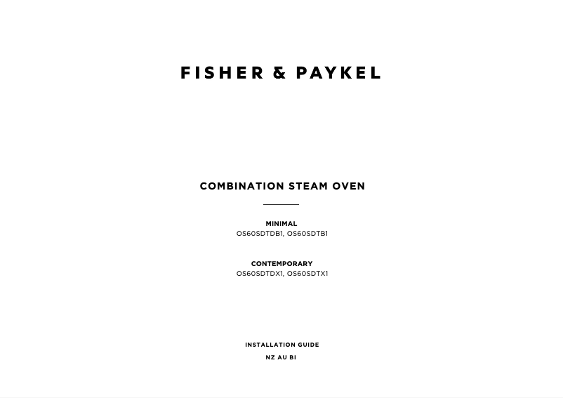 Page 1 de la notice Guide d'installation Fisher & Paykel OS60SDTB1