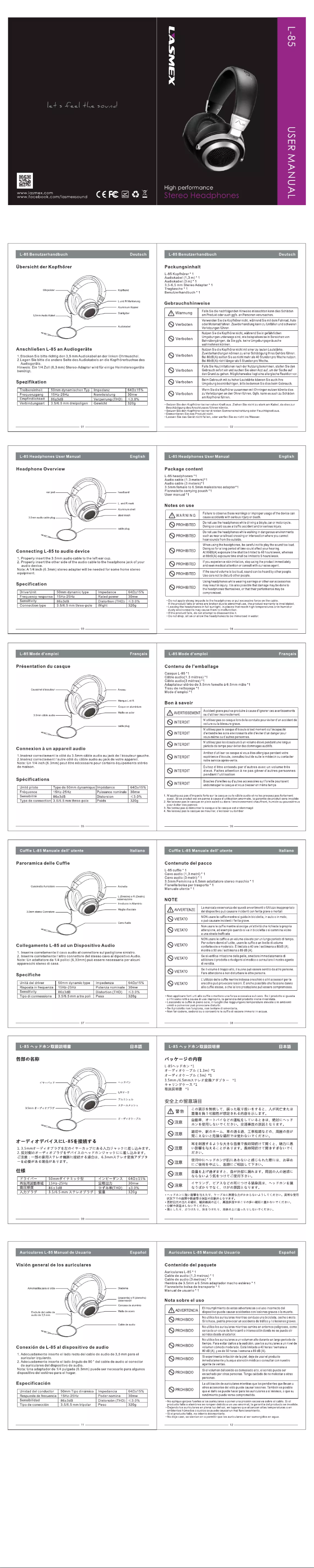 Page n°1 - Manuel utilisateur Lasmex L-85