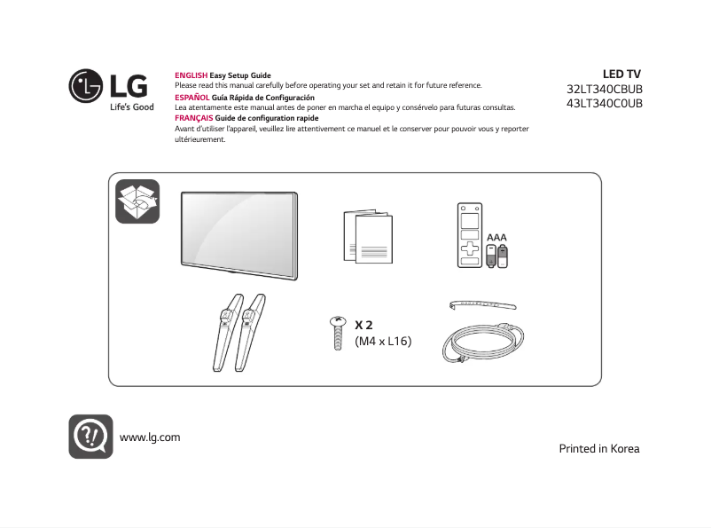 Page 1 de la notice Manuel utilisateur LG 32LT340CBUB
