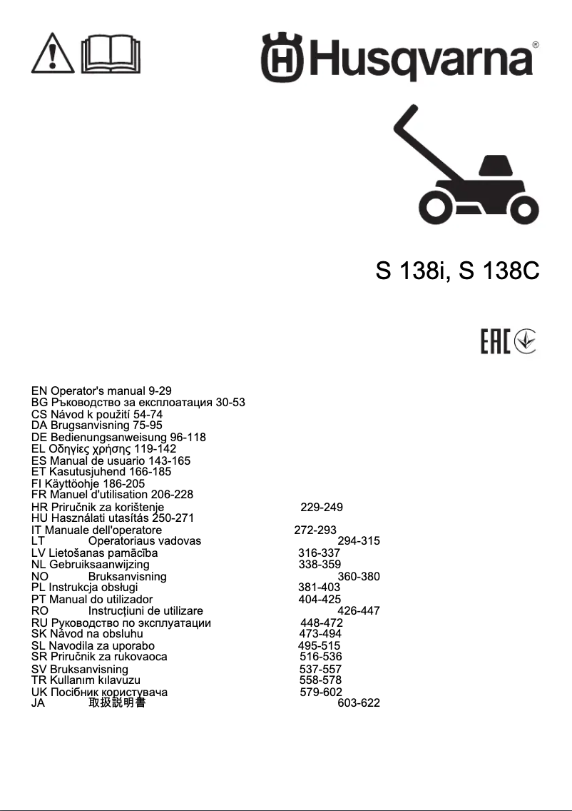 Page n°1 - Manuel utilisateur Husqvarna S 138C