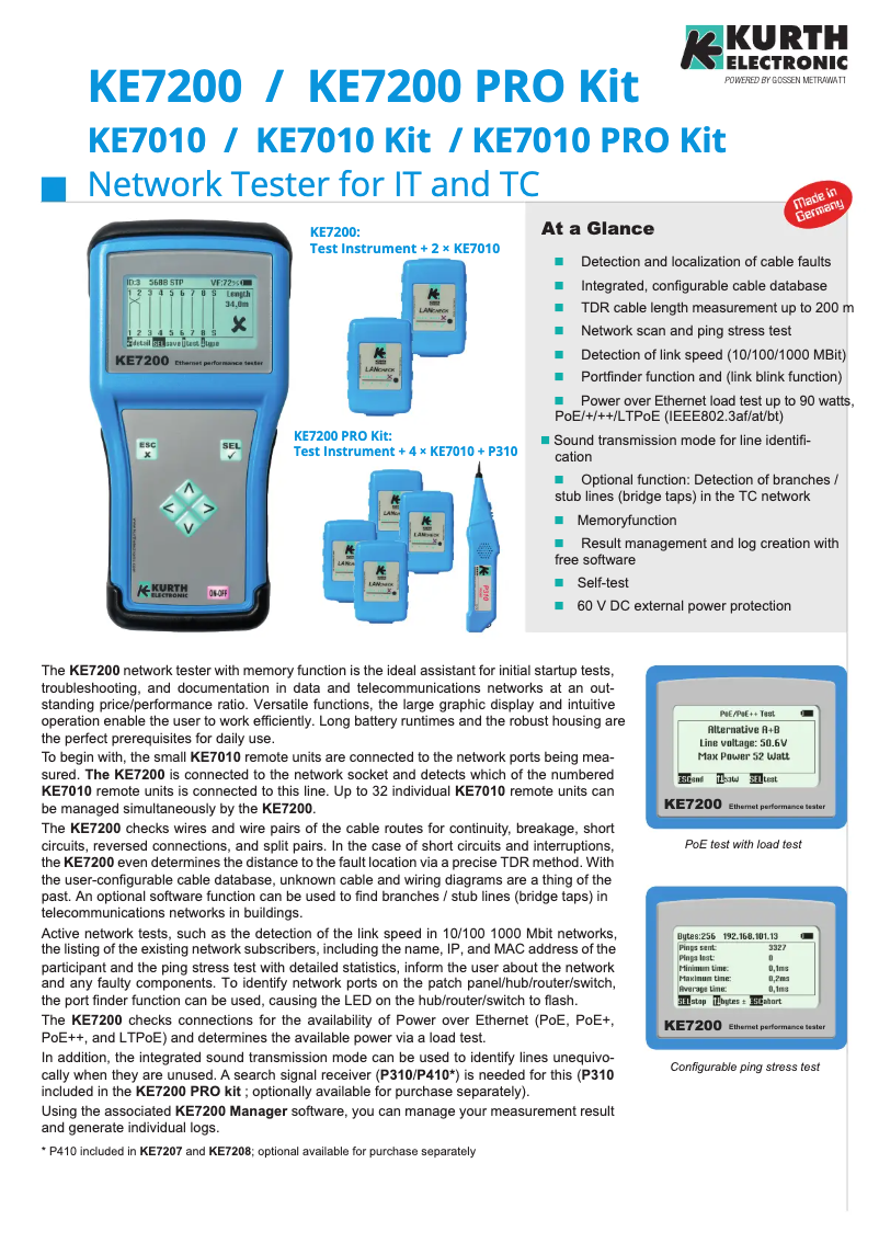 Page n°1 - Fiche technique Kurth Electronic KE7207