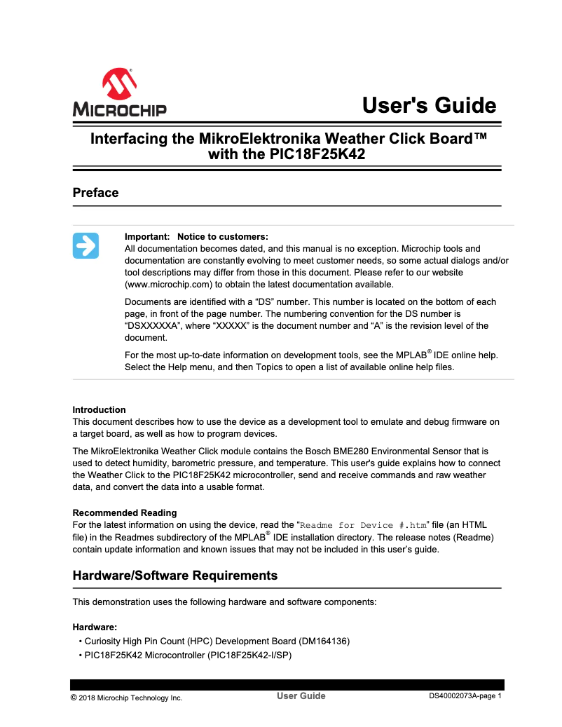 Page 1 de la notice Manuel utilisateur Microchip PIC18F56K42