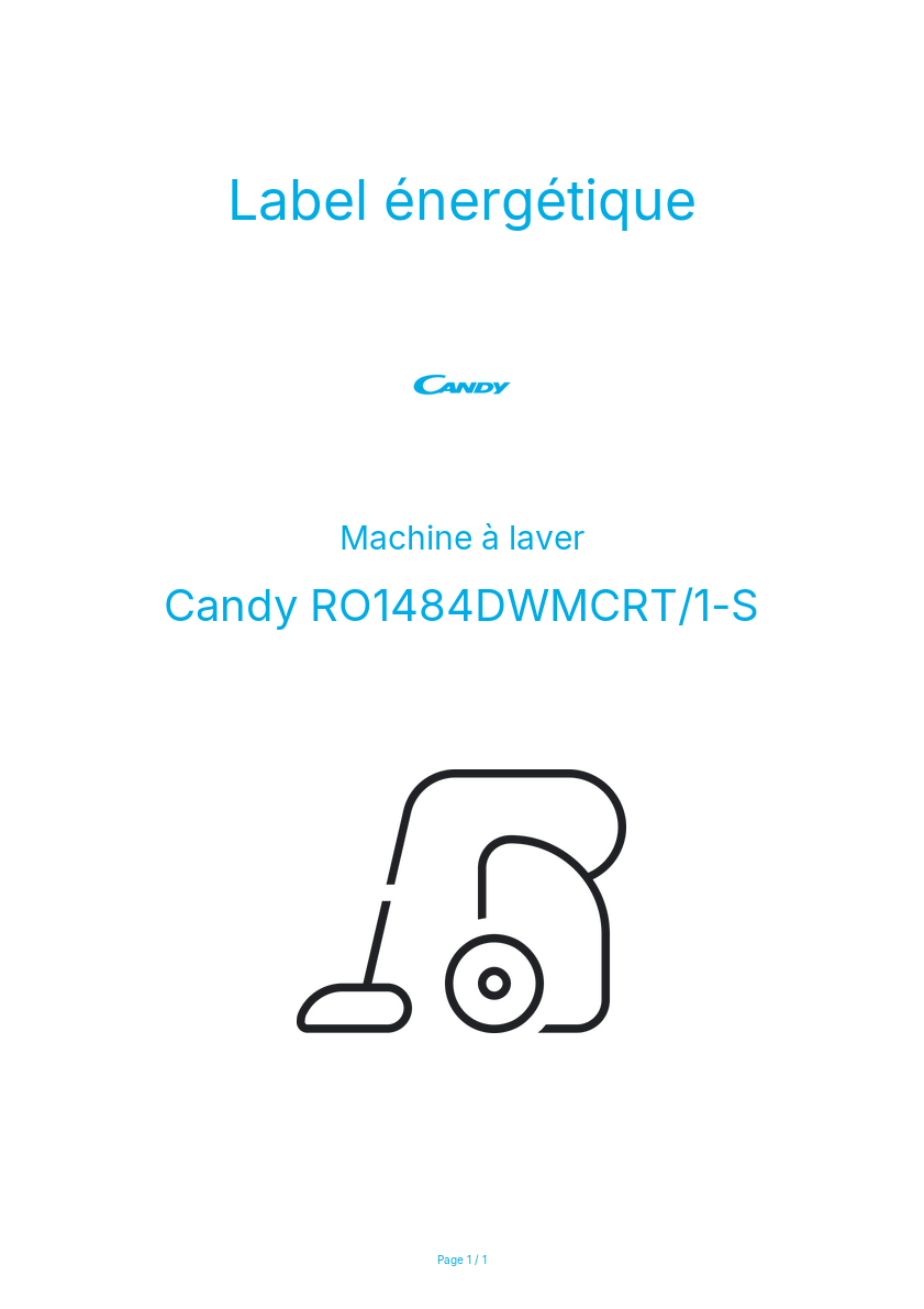 Page n°1 - Label énergétique Candy RO1484DWMCRT/1-S