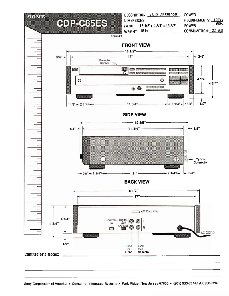 Page 1 de la notice Guide d'installation Sony CDP-C85ES