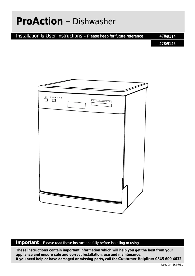 Page n°1 - Manuel utilisateur ProAction WQP12-9250G