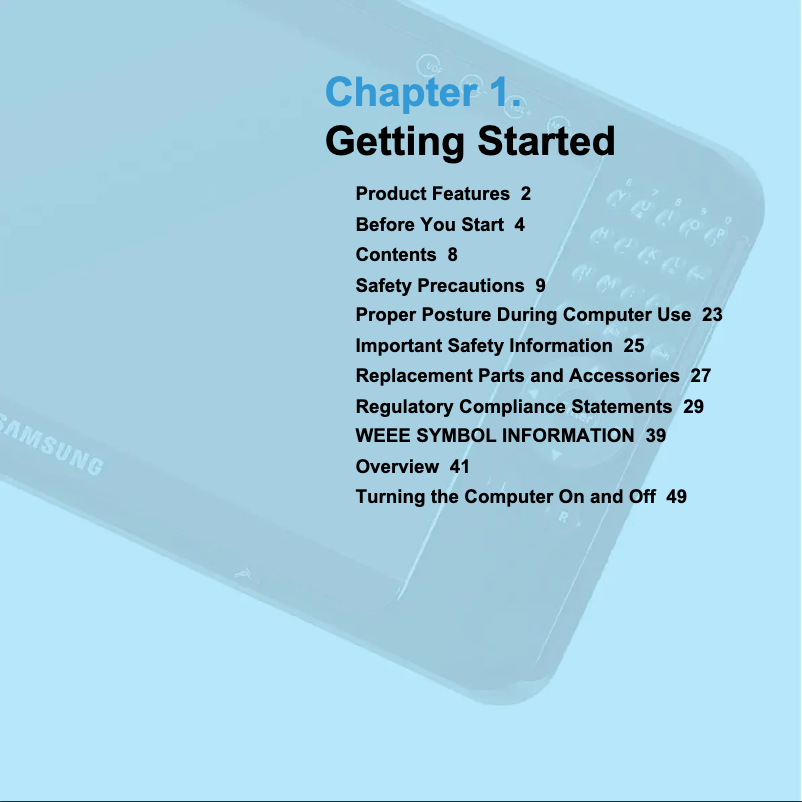 Page 1 de la notice Manuel utilisateur Samsung NP-Q1UC