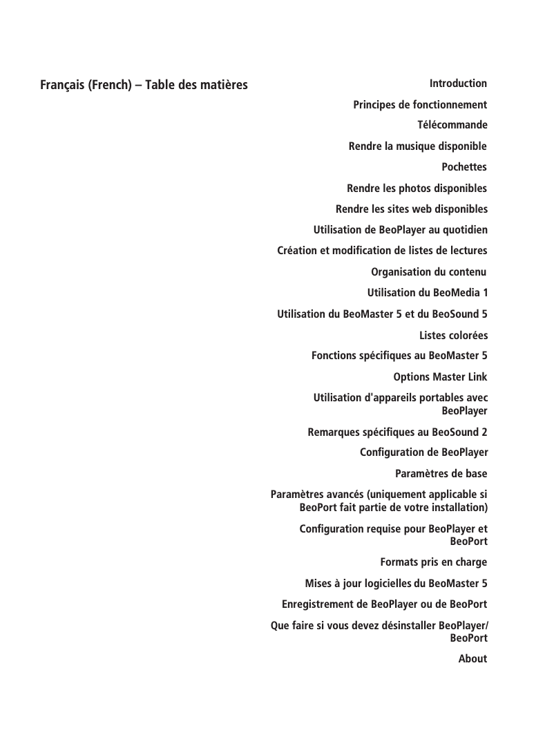 Imagen de la primera página del manual del dispositivo BeoPlayer