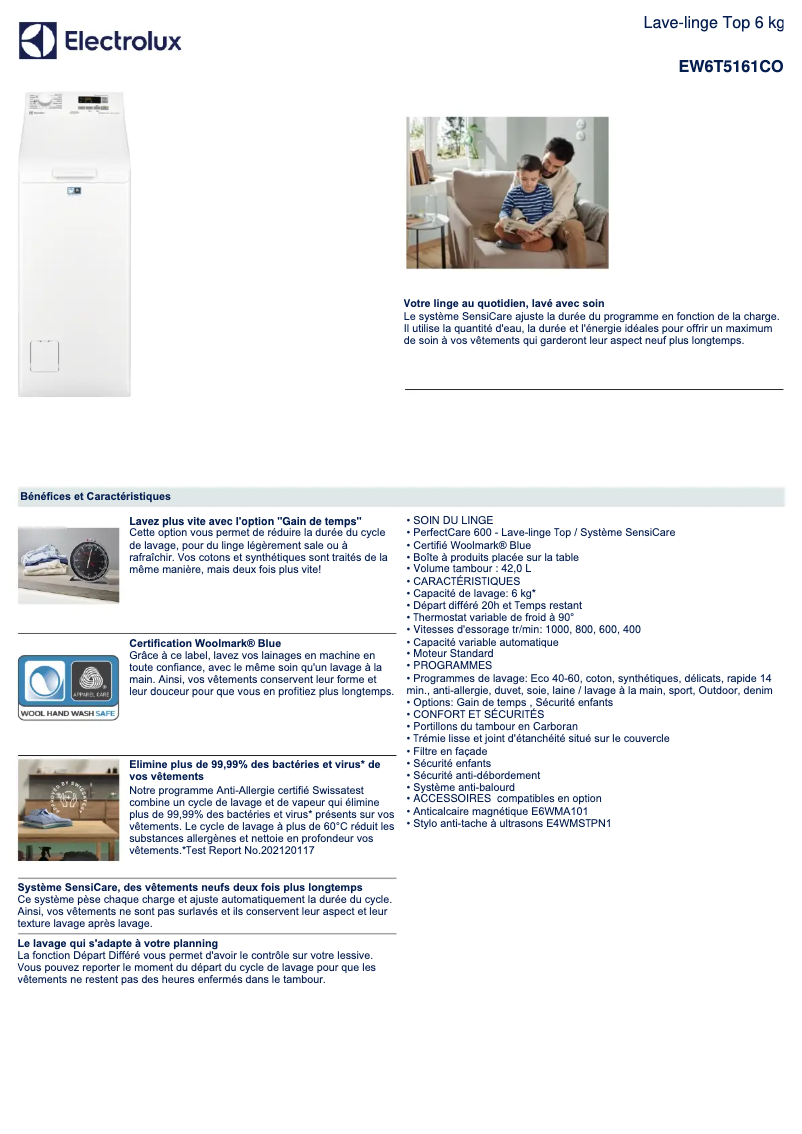 Image de la première page du manuel de l'appareil EW6T5161CO