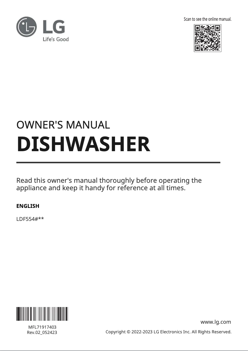 Image de la première page du manuel de l'appareil LDF5545WW