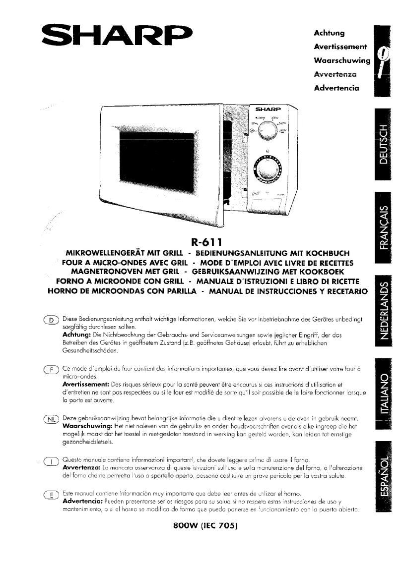 Page 1 de la notice Manuel utilisateur Sharp R611A