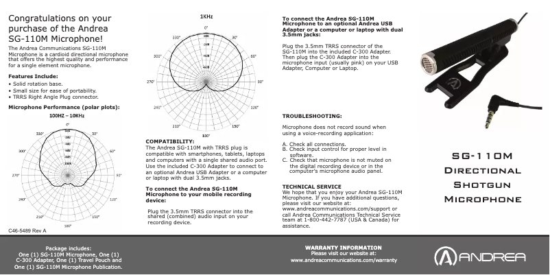 Image de la première page du manuel de l'appareil SG-110M