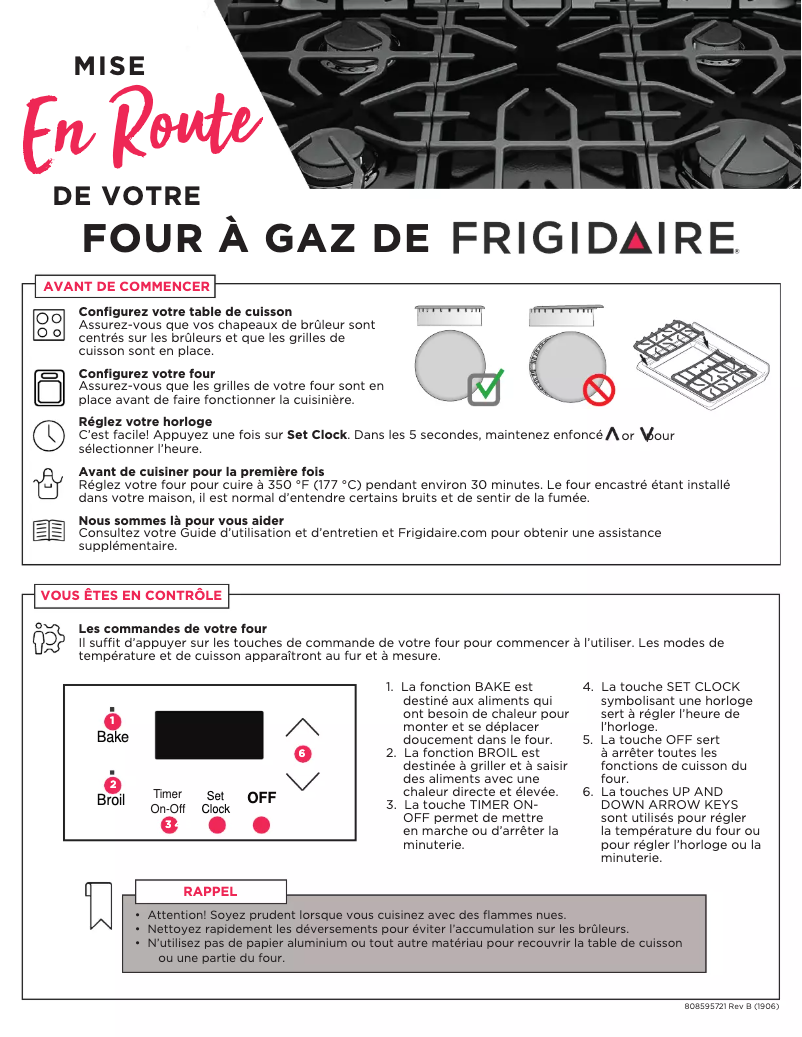 Page 1 de la notice Manuel utilisateur Frigidaire FCRG3052AS