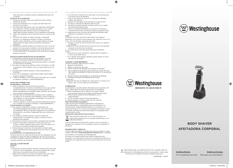 Image de la première page du manuel de l'appareil WHMS136