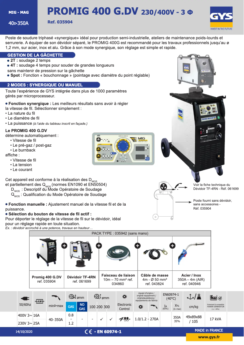 Image de la première page du manuel de l'appareil Promig 400 G DV